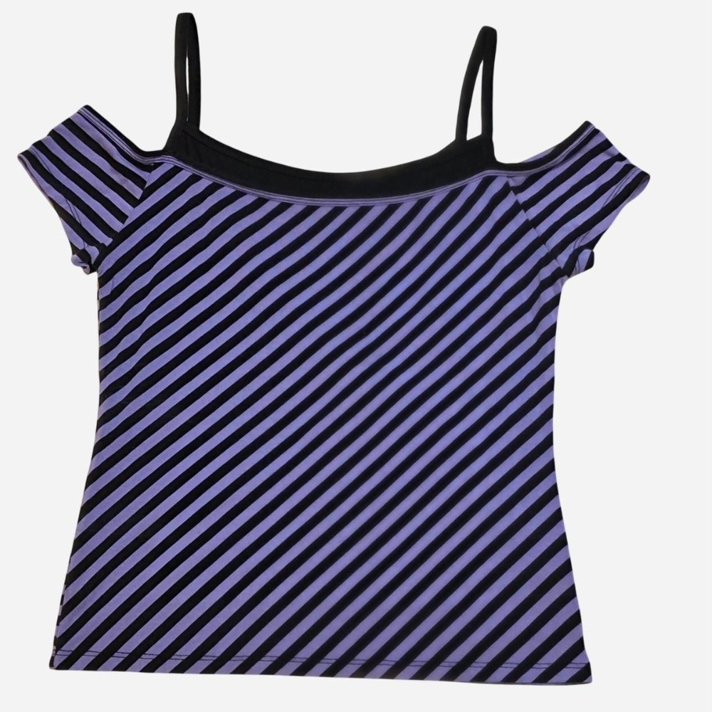 Silence + Noise Urban Outfitters Purple & Black Striped Off-Shoulder Cami, Top